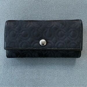 Coach Black Signature Quilted Gramercy Op Art Checkbook Wallet